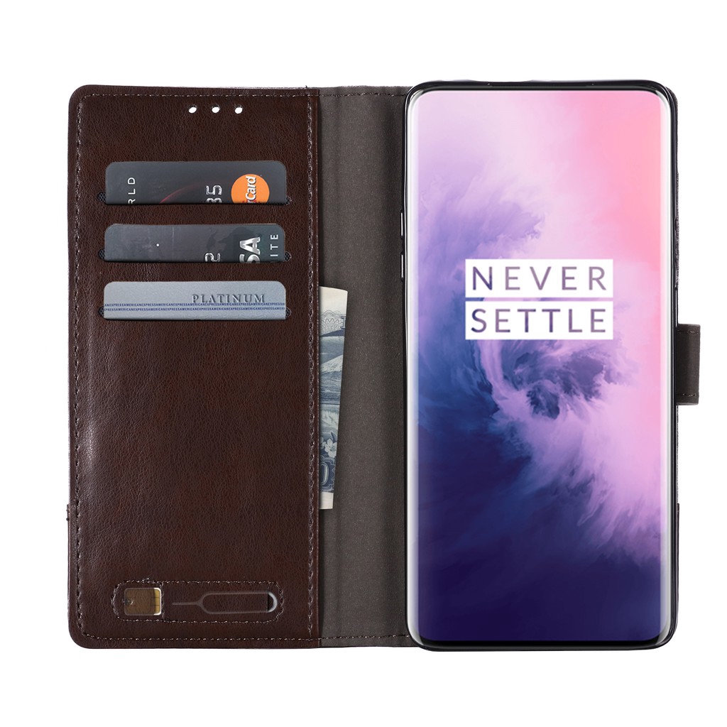 Bao da điện thoại bảo vệ toàn diện phối vải canvas tích hợp ví sang trọng dành cho OnePlus 6 / 6T / 7 / 7 Pro