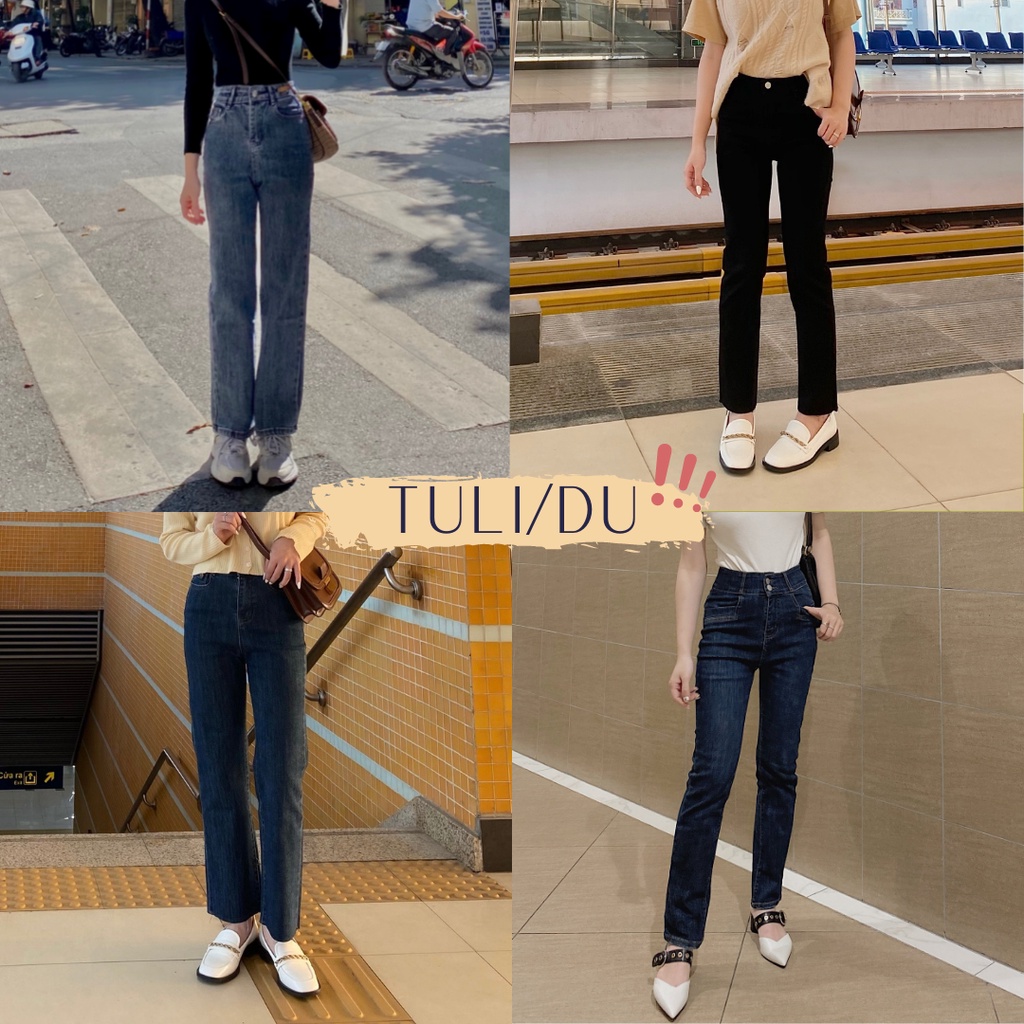 Quần Jean Ống Đứng Nữ Lưng Cao Co Giãn 4 Màu Tulidu Quần Bò Ống Đứng Ống Suông Nhẹ Form Hàn Straight Slim Jeans ẢNH CUỐI