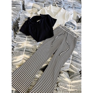 Set Quần thun ống loe + croptop petter trơn