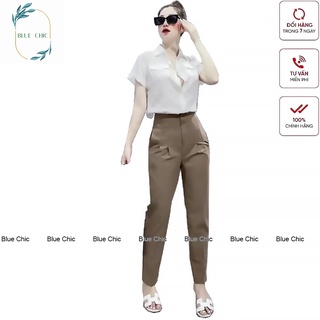 Quần baggy nữ Blue Chic công sở cạp liền 2 cúc