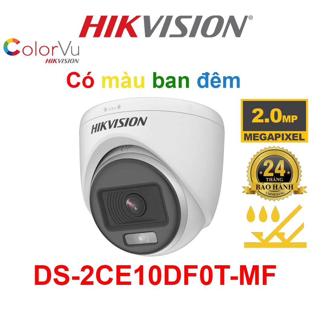 Camera HDTVI ColorVu Hikvision Có Màu Ban Đêm DS-2CE70DF0T-MF Có Màu Ban Đêm, Vỏ Kim Loại, Chống Nước - Hàng Chính Hãng