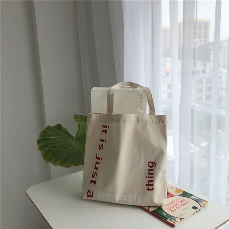 Túi vải Ulzzang_Túi tote TEMPORARY phong cách Vintage siêu đẹp( có khóa miệng)
