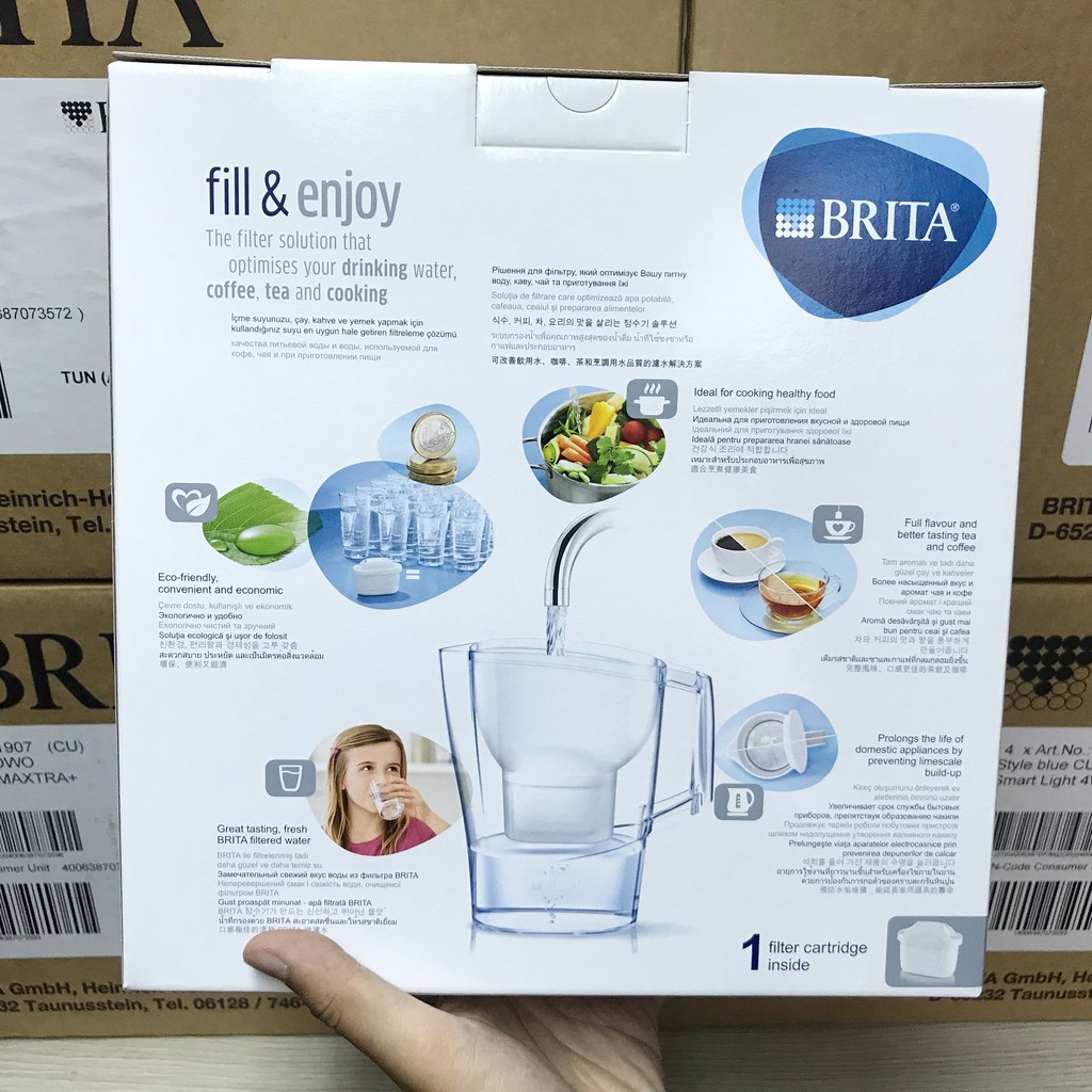 Bình lọc nước BRITA Aluna Cool White 2,4l (có sẵn 1 lõi lọc Maxtra Plus)