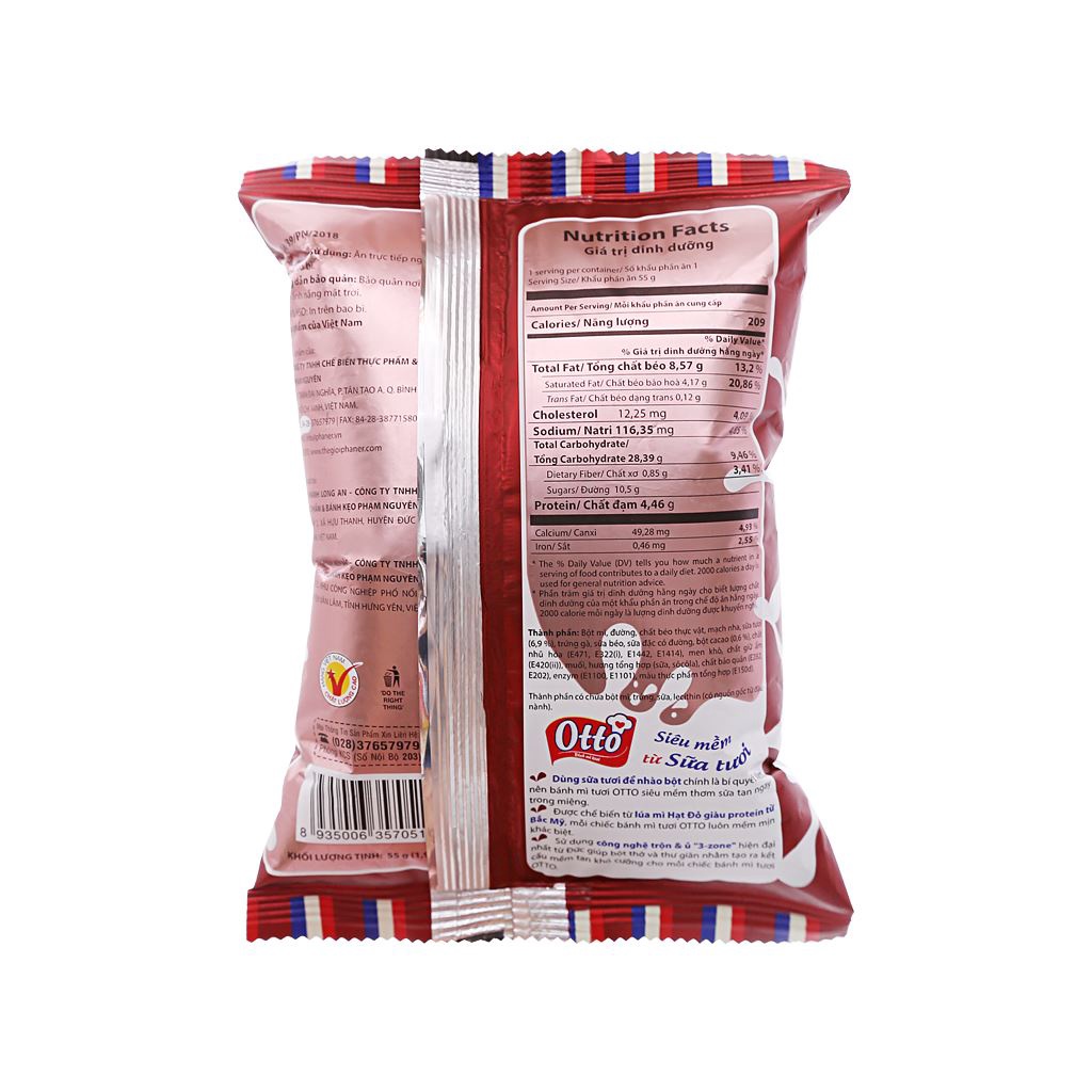 CHÍNH HÃNG Combo 6 Gói Bánh Mì Otto Tươi Nhân Kem 55g