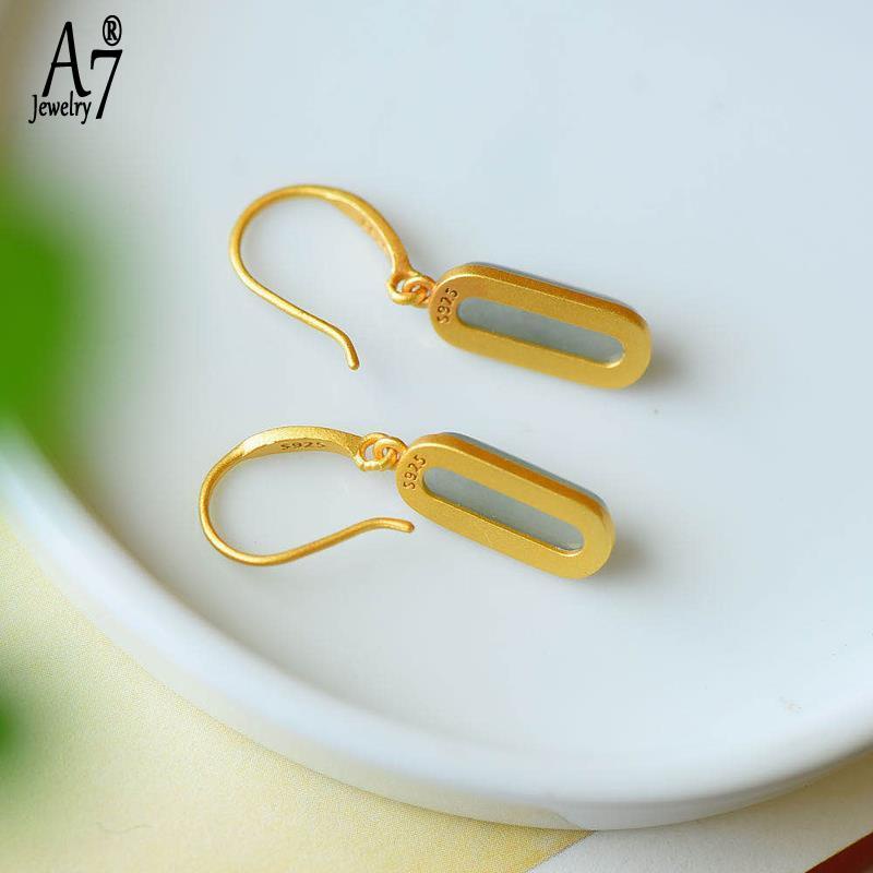 Bông Tai Bạc A7 S925 Đính Đá Ngọc Bích Đơn Giản Thời Trang Làm Quà Tặng Cho Ngày Valentine