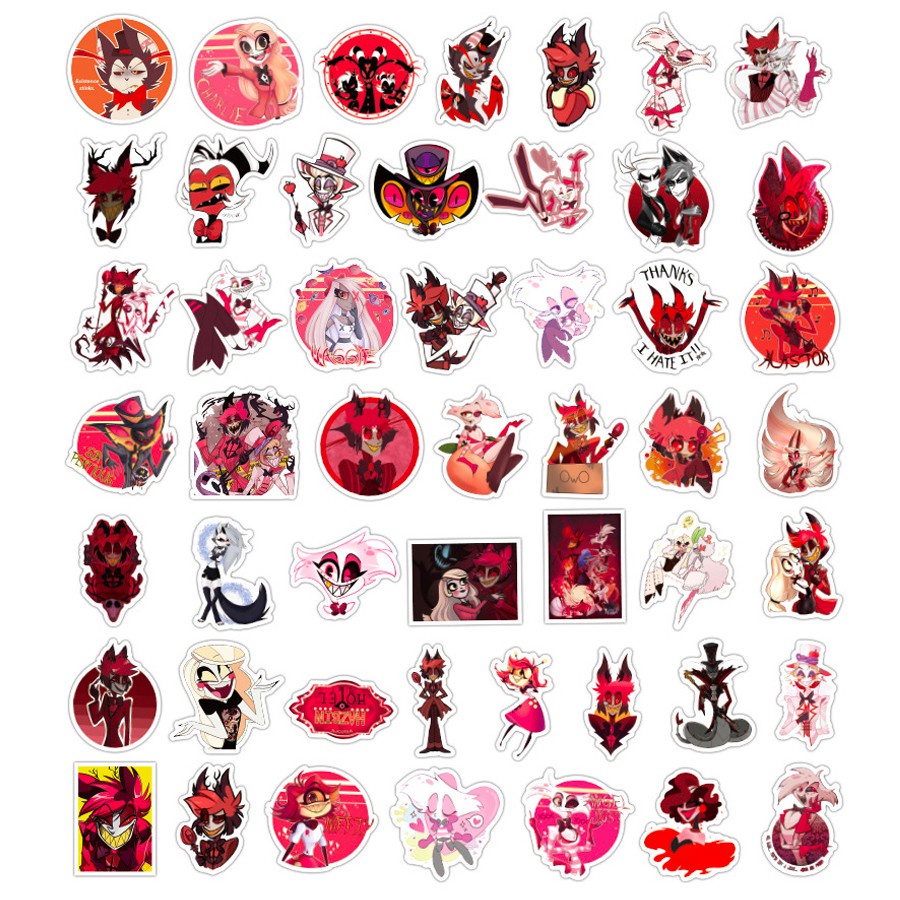 J· Bộ Hình Dán Chống Thấm Hazbin Hotel, 50 tờ/bộ