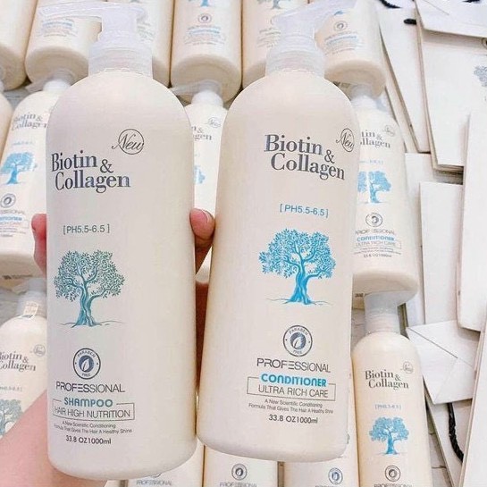 Cặp DẦU GỘI XẢ BIOTIN trắng COLLAGEN 1000ml | BigBuy360 - bigbuy360.vn