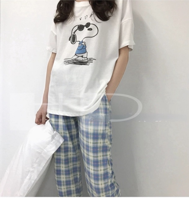 Sét cún đeo kính + quần kẻ xanh THU976