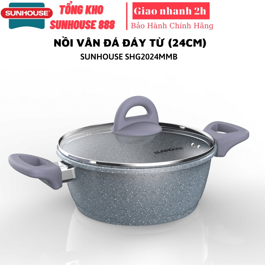 Nồi vân đá đáy từ Sunhouse SHG2024MMB  sử dụng cho mọi loại bếp