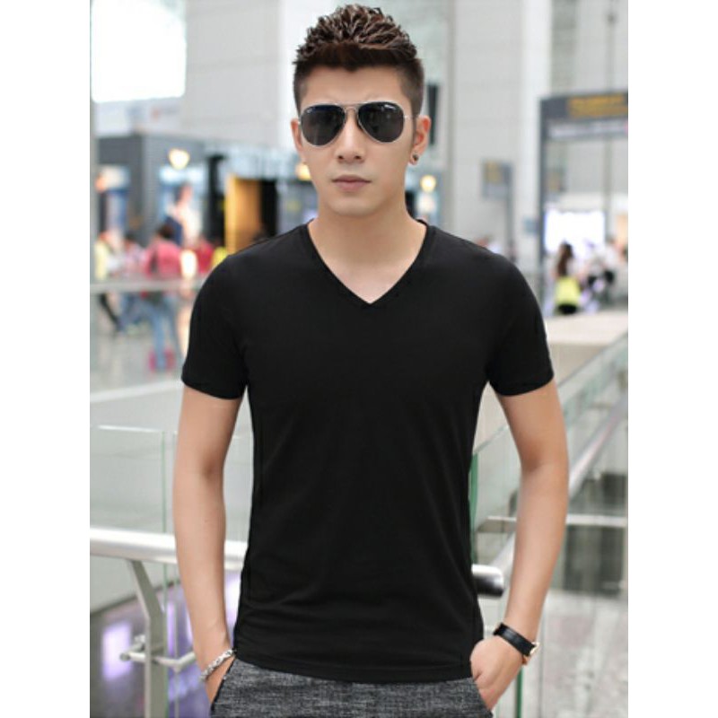 Áo thun nam body cổ tim