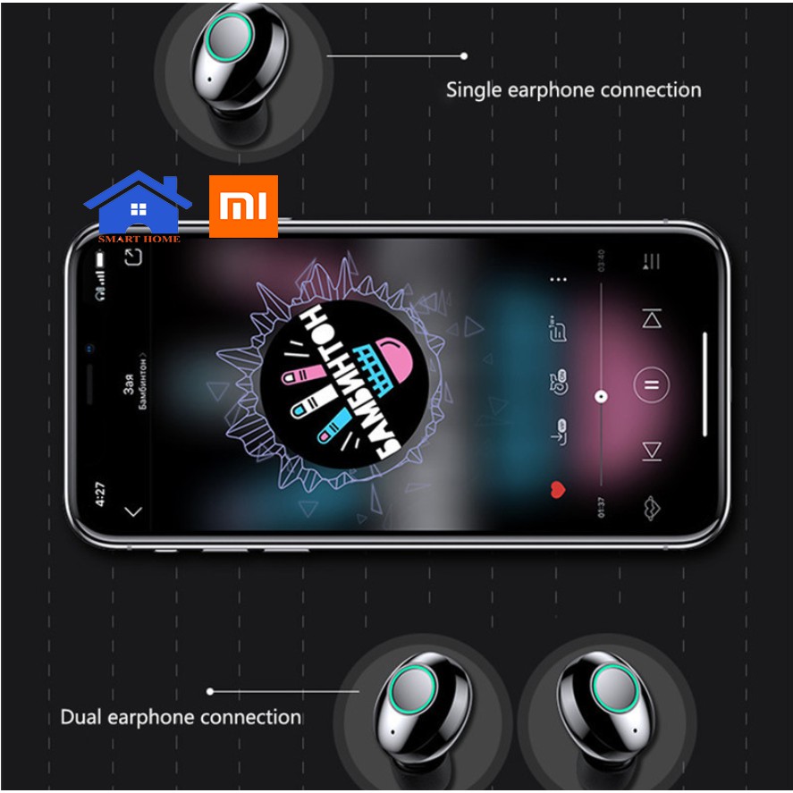 Tai Nghe Bluetooth Cảm ứng M7 -chống nước chuẩn ipx7 - thời gian nghe 90h - Tai nghe không dây M7