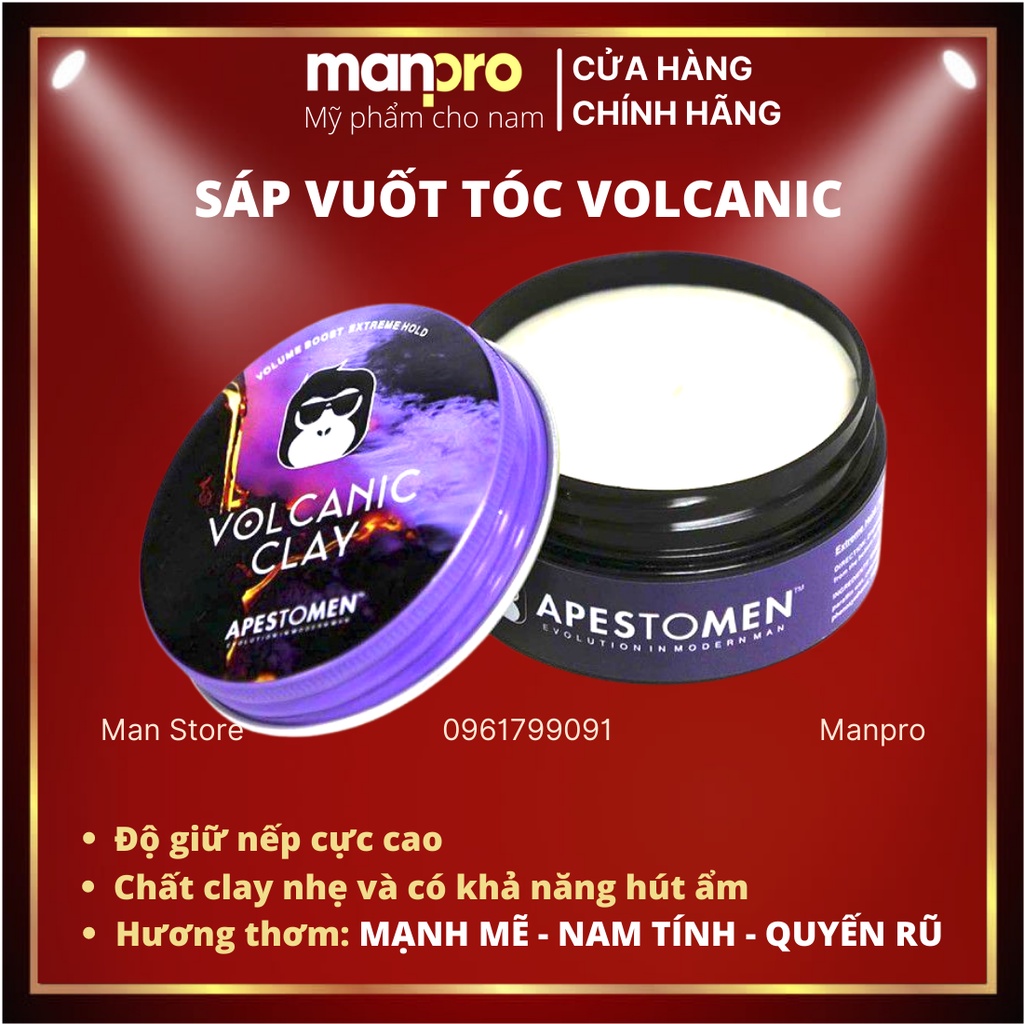 Sáp Vuốt Tóc Volcanic Clay CHÍNH HÃNG Keo Vuốt Tóc Nam Cao Cấp Chăm Sóc Tóc Giữ Nếp Hương Thơm Nam Tính MANPRO