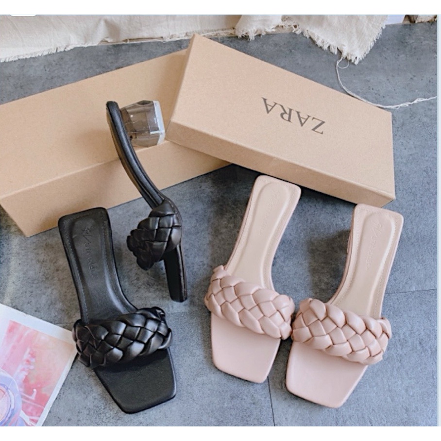 Guốc Nữ Quai Ngang Cao Cấp - Thắt Bím - 3 Phân - Thời Thượng