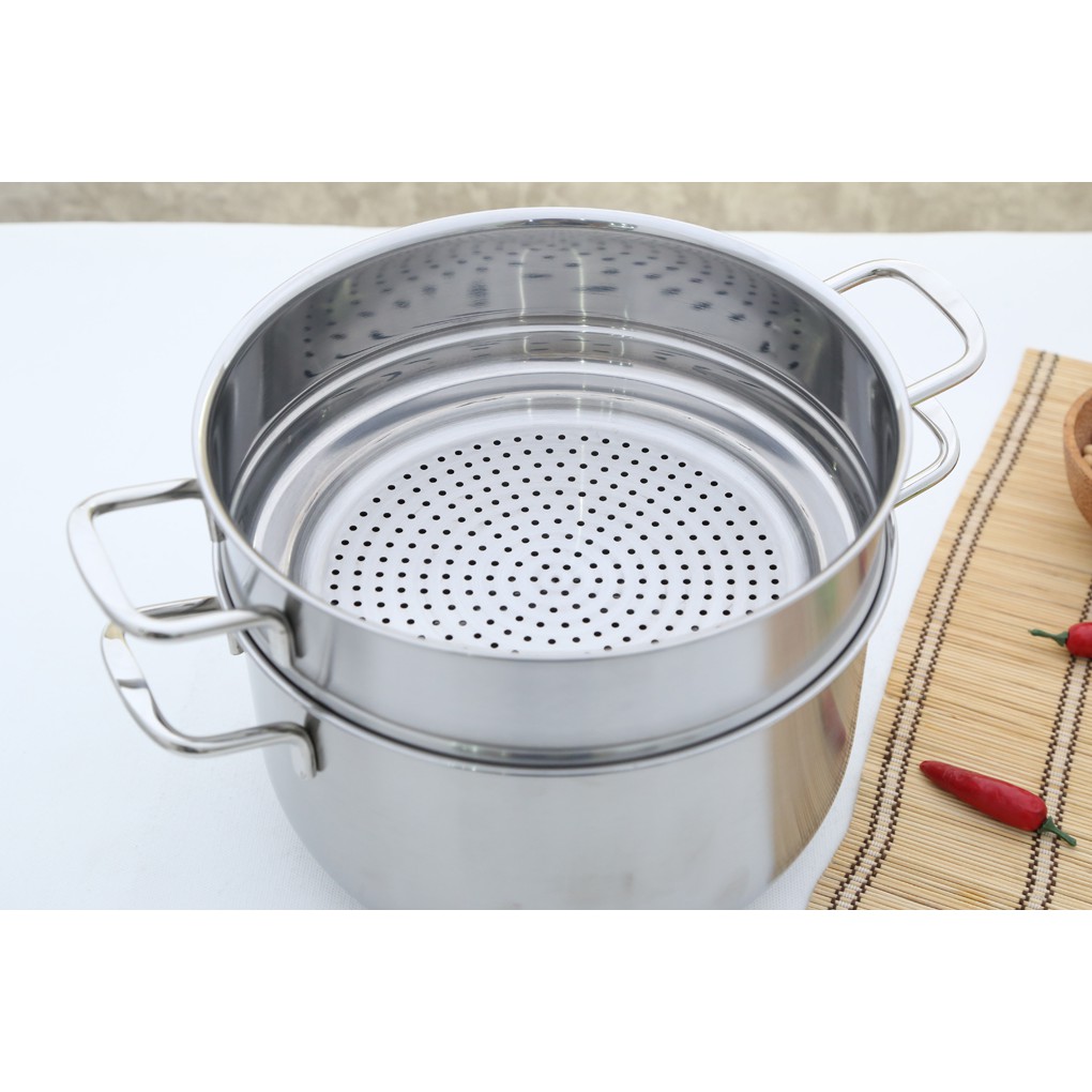 Bộ nồi xửng hấp Fivestar inox 430 đáy dày 3 lớp nắp inox - nhiều kích thước nồi