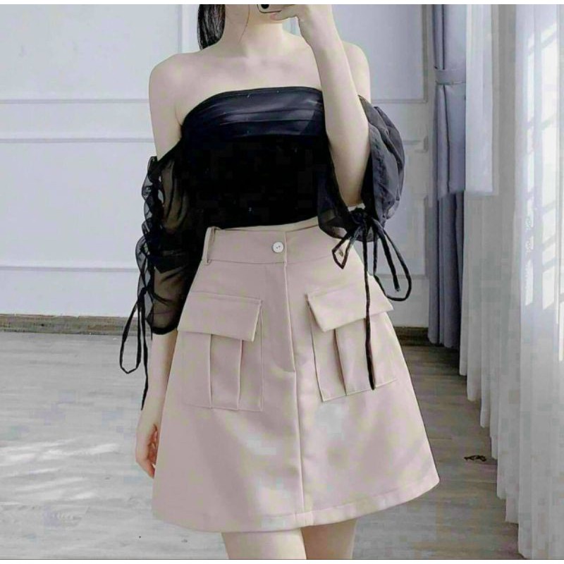 ÁO CROPTOP TRỄ VAI TAY ỐNG TUA SIÊU XỊN ULZZANG L9-1 ÁO CRT TRỄ VAI TAY PHỒNG