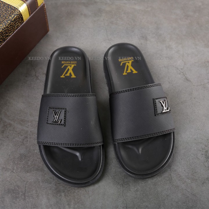 Dep nam LV giá tốt, dép nam quai ngang hàng mới, dép da nam