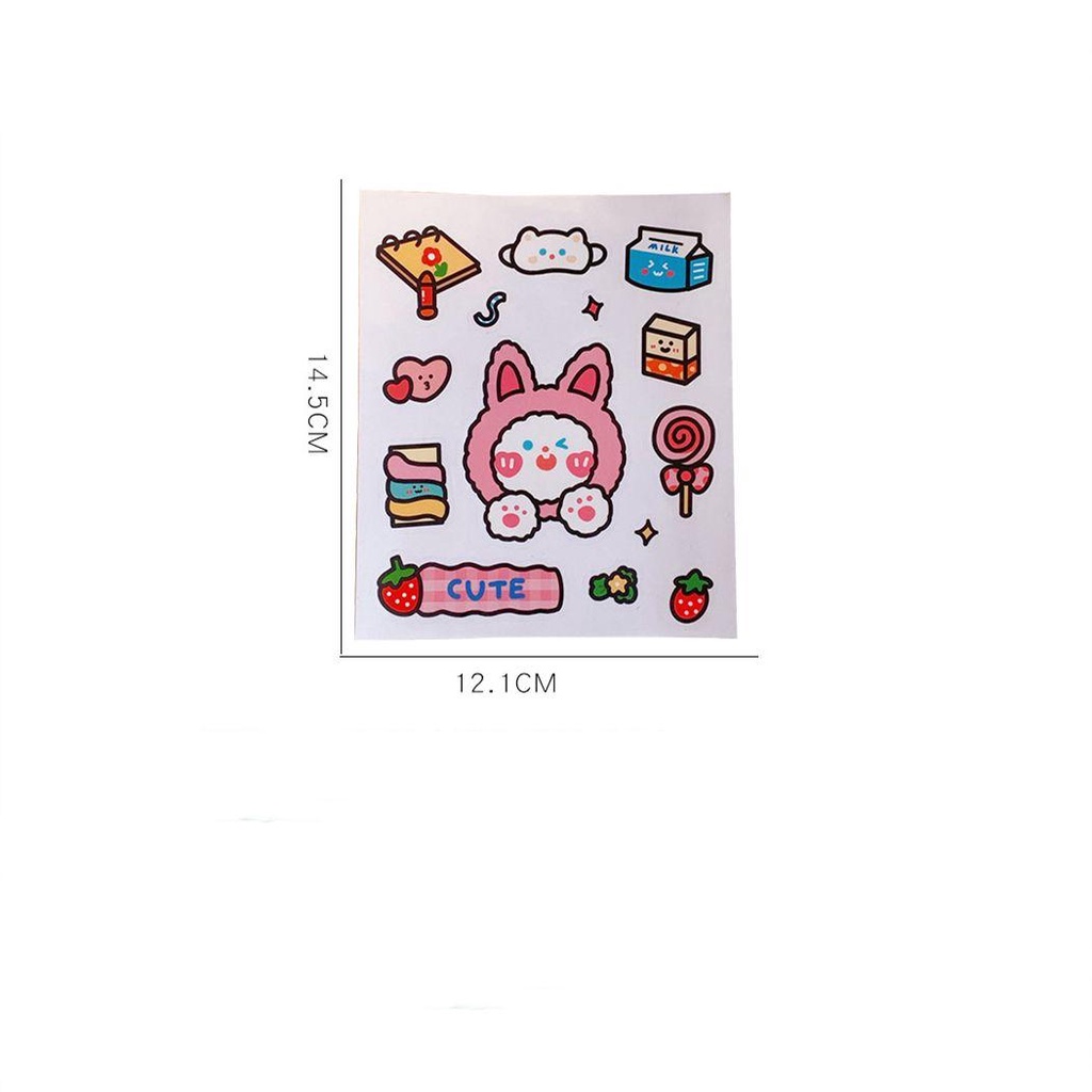 1 Tấm Sticker Hoạt Hình Dán Cốc Nước Trang Trí Sổ Tay DIY