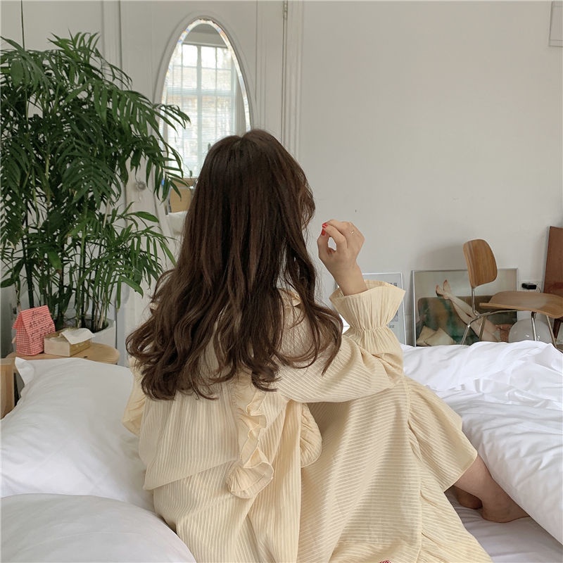 Bộ Đồ Ngủ Tay Dài Dáng Rộng Mềm Mại Phong Cách Công Chúa Hàn Quốc Thời Trang Xuân Thu Xinh Xắn Cho Nữ | BigBuy360 - bigbuy360.vn