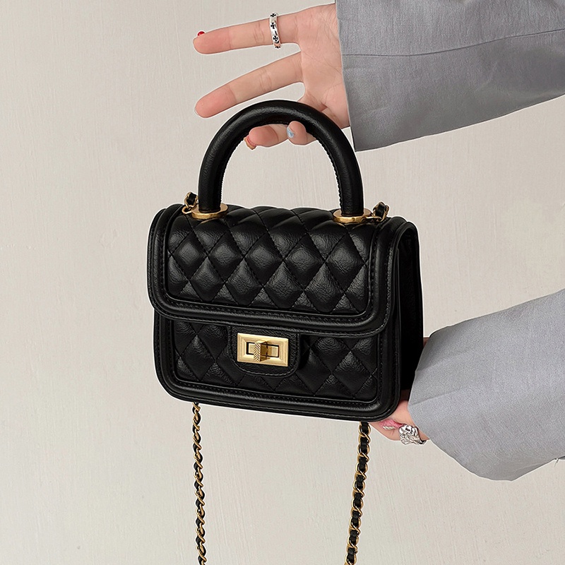 Túi đeo vai nữ IELGY bằng da PU họa tiết kim cương phối chuỗi xích thời trang