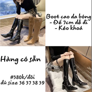Boot da bóng màu đen đế 7cm (hàng có sẵn)