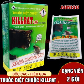 Thuốc Diệt Chuột KILLRAT 1 Hộp 2 Gói 50gr - Kẹo Diệt Chuột AONISU