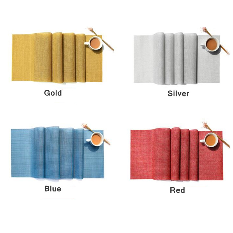 Long Size Japanese-style Solid Color Placemat PVC Woven Heat-insulating Table Runner Mat Waterproof Tableware Mats