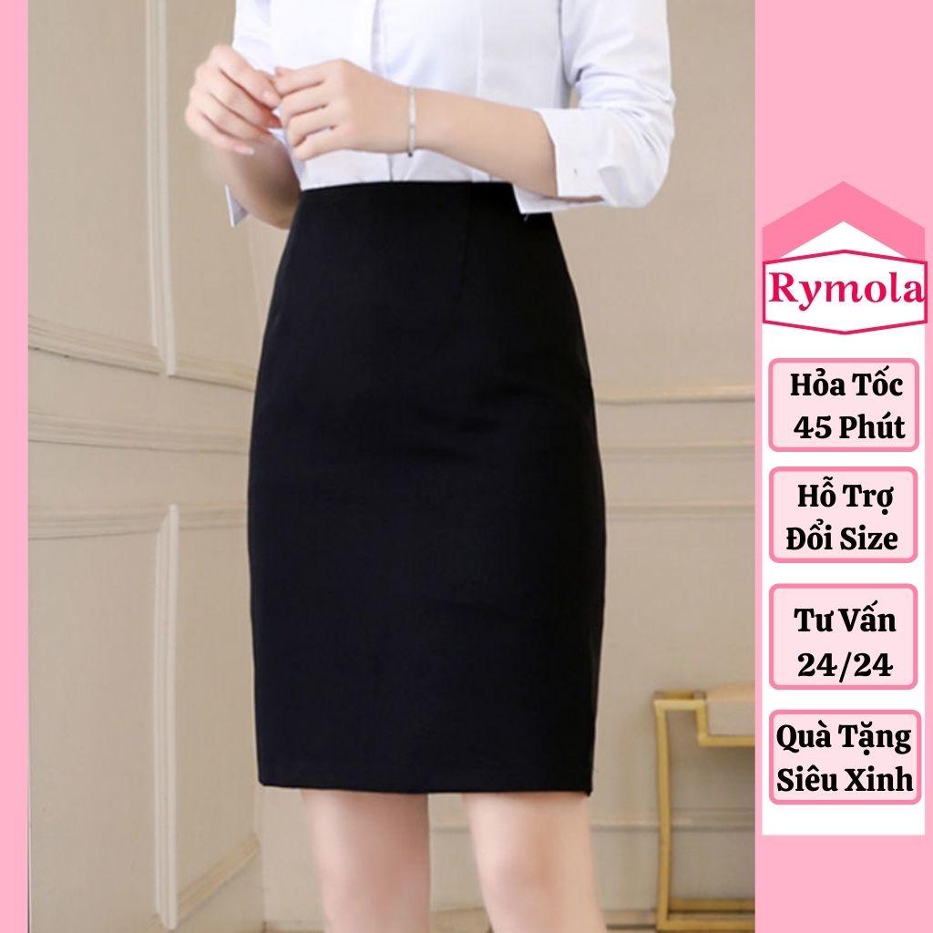 Chân Váy Công Sở Ngắn Ôm Trên Gối Dáng Bút Chì Lưng Thun Cạp Cao Xẻ Sau MOLA Đen Vintage Ulzzang Hàn Quốc Tutu 003