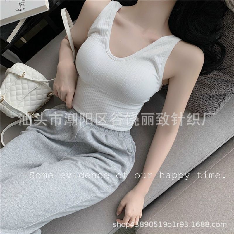 Áo Lót  Bra Cotton Tăm Thân Lỡ Có Mút Ngực V90