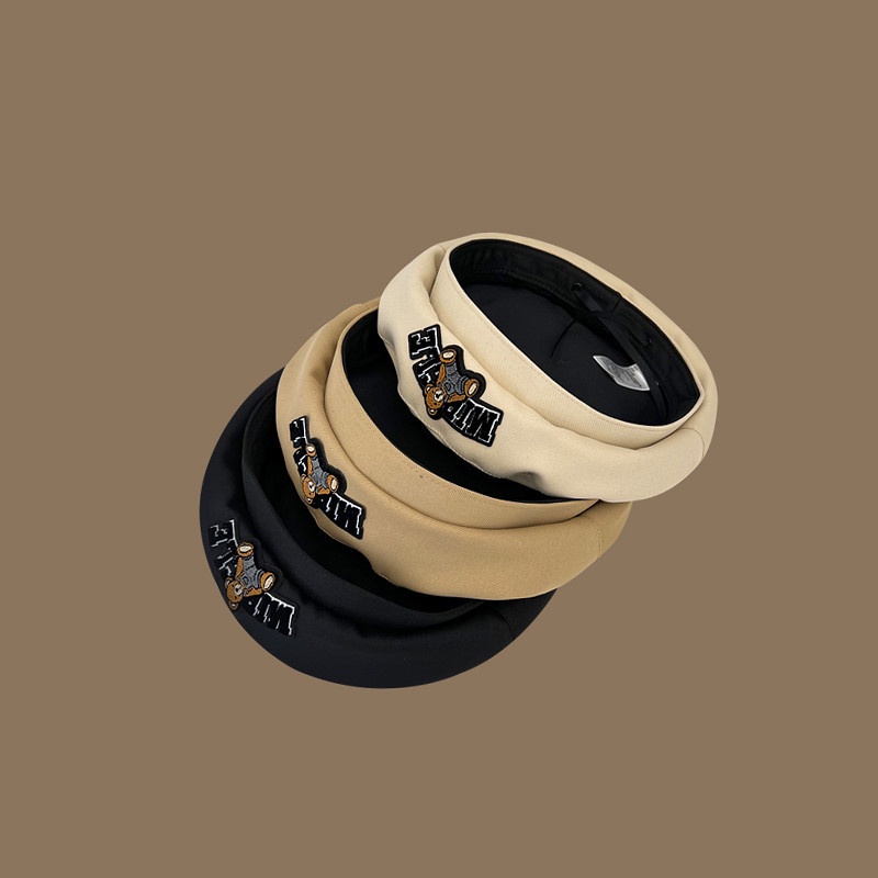 Mũ Beret Thêu Hình Gấu Dễ Thương Phong Cách vintage Nhật Bản