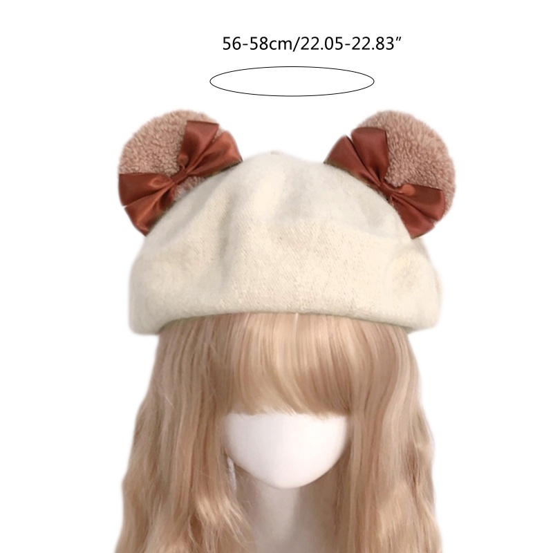 Mũ Nồi Kiểu Họa Sĩ Lolita Tai Gấu Dễ Thương Giữ Nhiệt Thời Trang