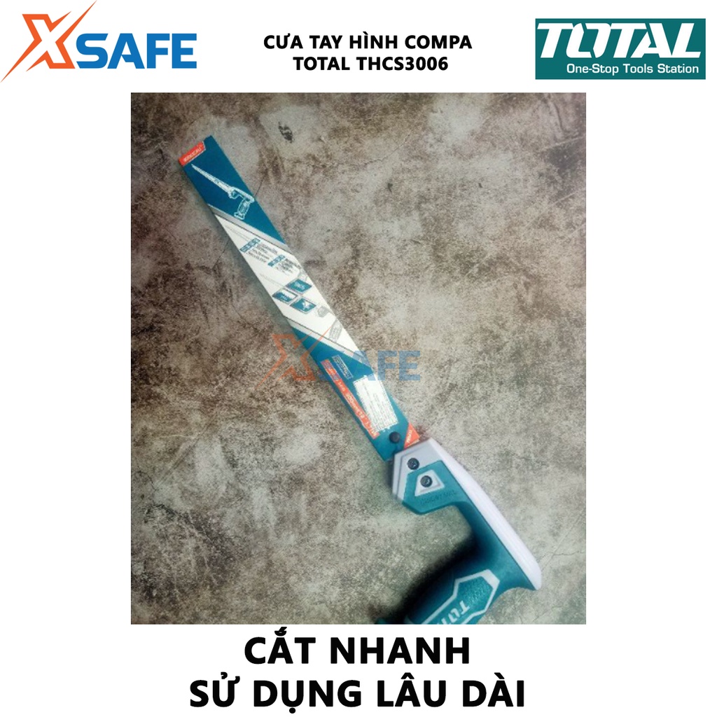 Cưa cầm tay hình compa TOTAL THCS3006 | dụng cụ cưa size 12&quot;/300mm| Chất liệu Taiwan SK5 7TPI gia công thô, cắt vật liệu