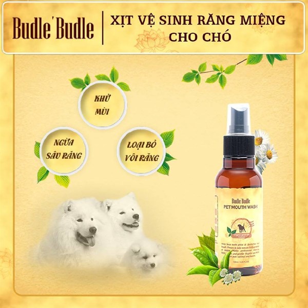 Xịt Budle Thơm Miệng &amp; Sạch Răng Chó (120ml)