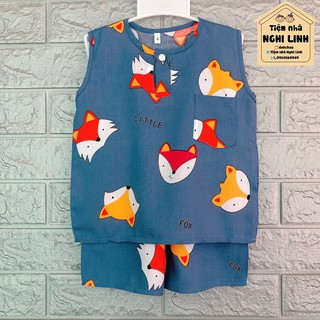 [ size 9: 18-19kg] Đồ bộ tole lanh cho bé quần đùi ngắn cộc tay