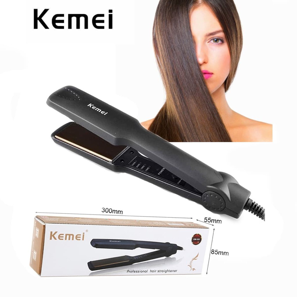 Máy Ép Tóc 4 Mức Chỉnh Nhiệt Kemei KM 329 chức năng: tạo kiểu tóc - là thẳng tóc - bảo hành 12 tháng
