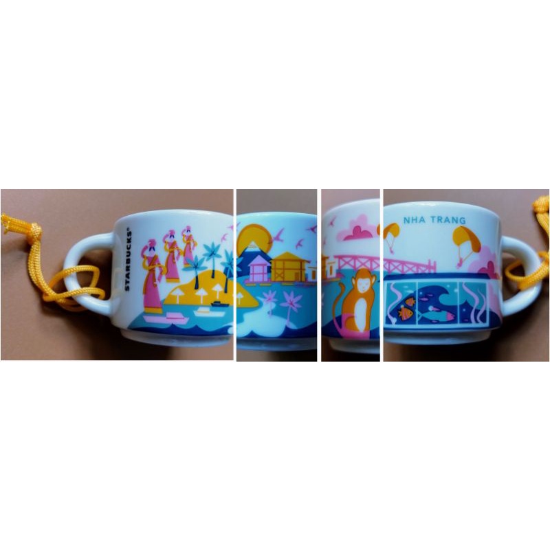 1 tách nhỏ bằng sứ Nha Trang Starbucks Vietnam ornament SKU label