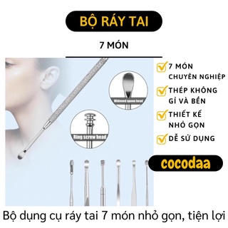Dụng Cụ Lấy Ráy Tai - Bộ Vệ Sinh Tai 7 Món, Lấy Ráy Tai Khô, Ẩm Ướt, Nén Chặt 5785 [FREESHIP]