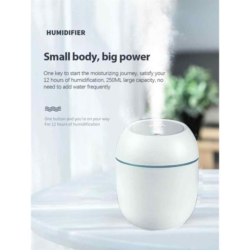 [FREESHIP] Máy Phun Sương Tạo Ẩm Phòng 250ML USB Colorful Humidifier