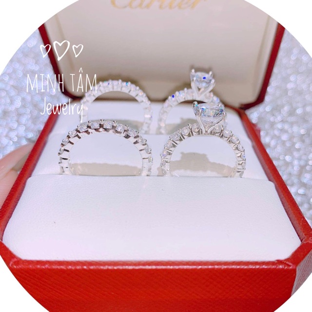 Set nhẫn bạc ta full đá sang chảnh chất liệu bạc ta- Minh Tâm Jewelry