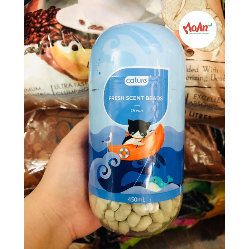 Viên thơm khử mùi CATURE / hạt khử mùi cát vệ sinh mèo 450ml