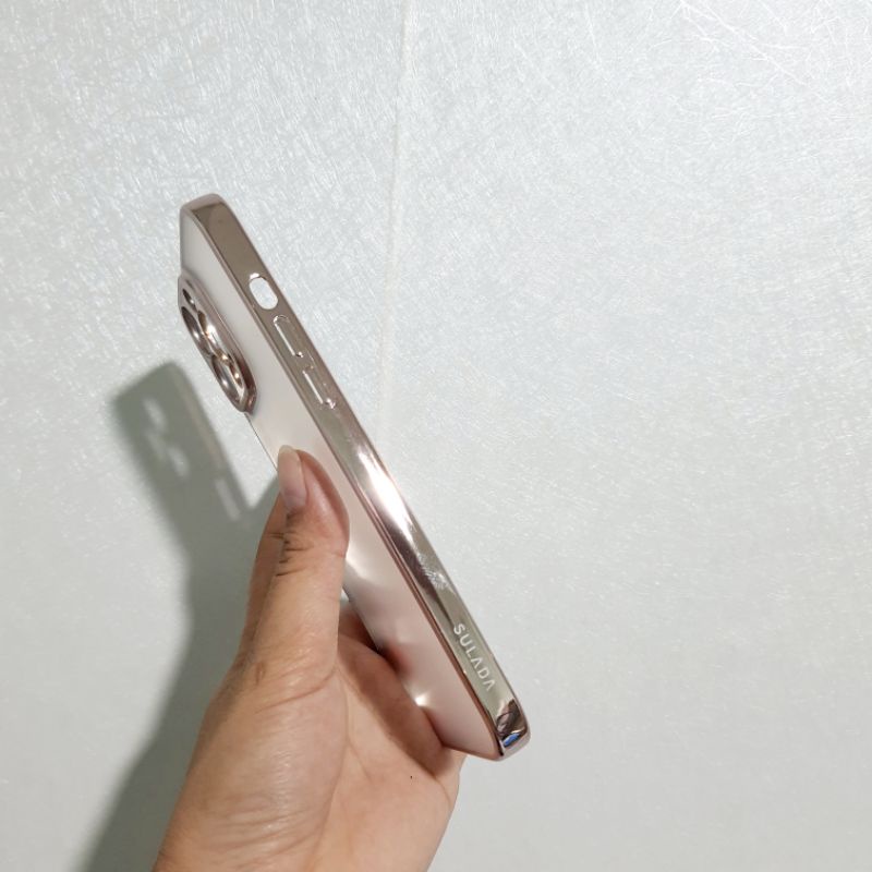 ( Xả Kho ) Ốp lưng sulada nhám viền màu hồng cho iphone 13 pro max , 13 pro