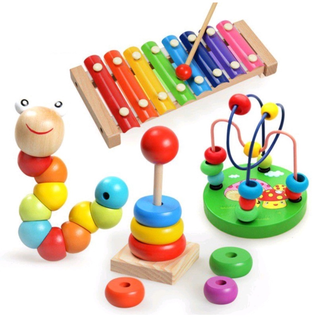 Bộ Combo 6 Loại Đồ Chơi Gỗ Phát Triển Trí Tuệ Cho Bé, Đồ Chơi Giáo Dục Sớm, Giáo Cụ Montessori