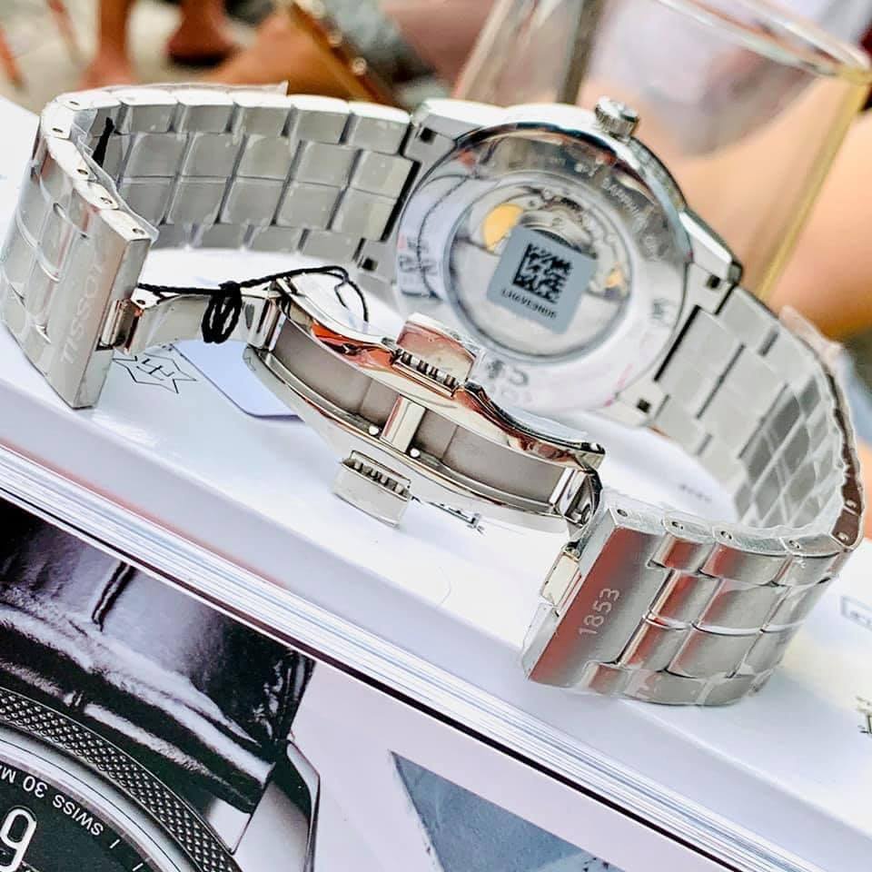 Đồng hồ nam Tissot T0864071105100 dây bạc, mặt đen, máy automatic