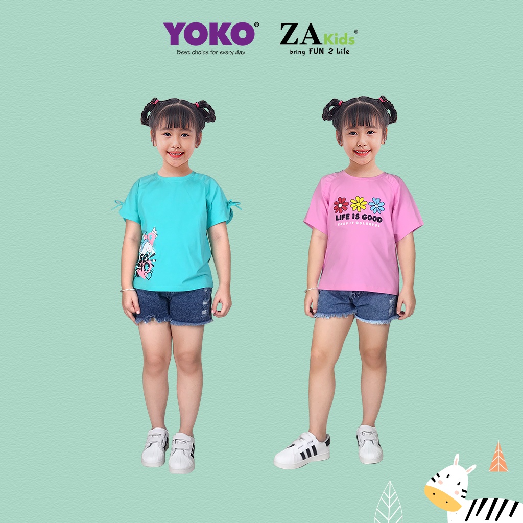 Bộ Quần Áo Thun Bé Gái Tay Ngắn Quần Jean (6-9 Tuổi) YOKO KID’S FASHION 21370G