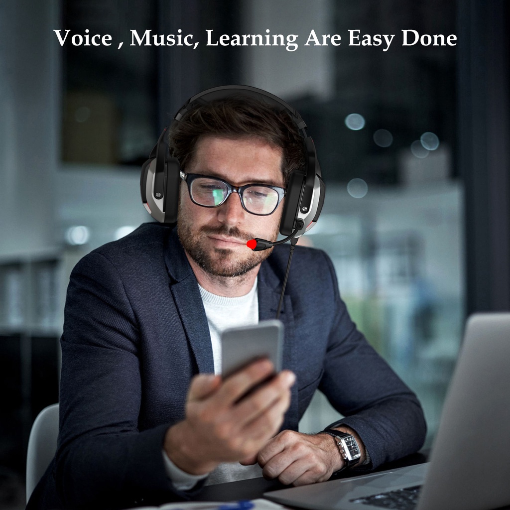 Tai nghe chơi game âm thanh nổi gắn trên đầu ONIKUMA K12 với micrô và đèn LED