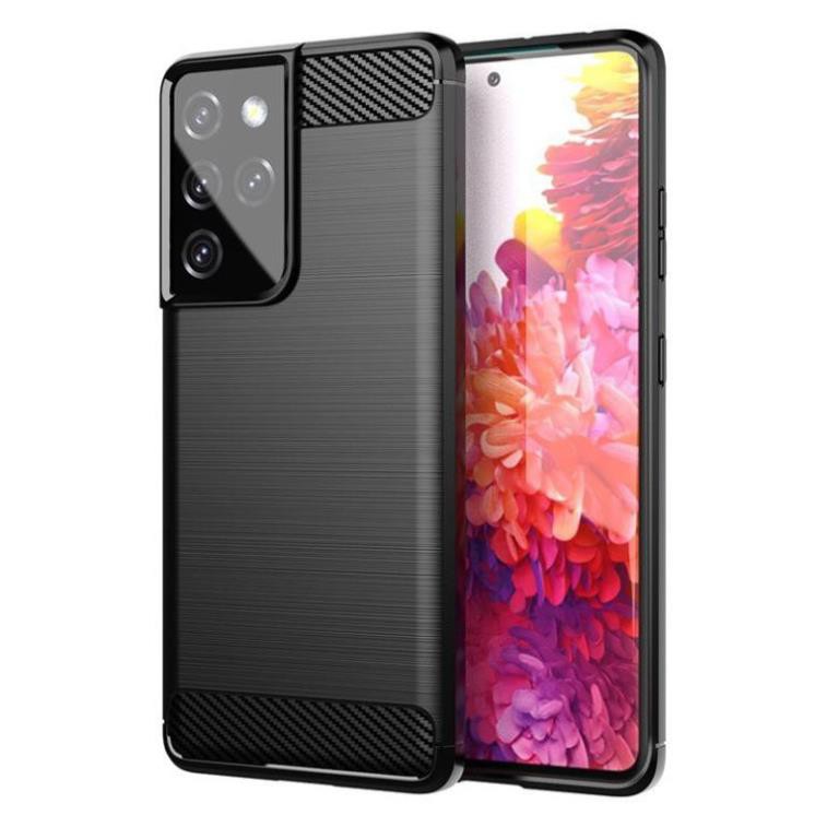 Ốp lưng dẻo Samsung Galaxy S21 Ultra vân sợi cacbon chống sốc, chống vân tay Rugger Amor