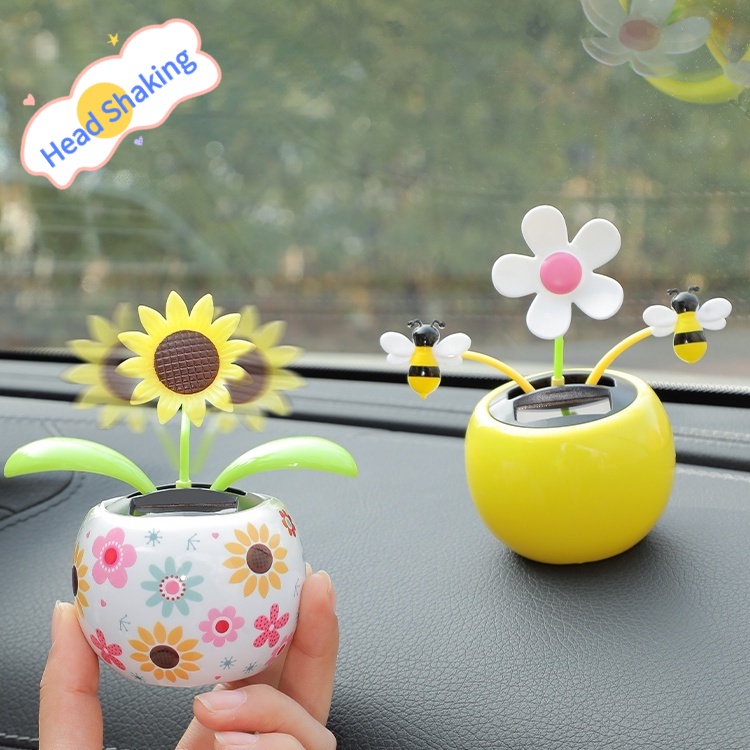 🤩Lắc Đầu  Phụ Kiện Trang Trí Bảng Điều Khiển Xe Hơi Hình Hoa Hướng Dương Lắc Lư Bằng Năng Lượng Mặt Trời