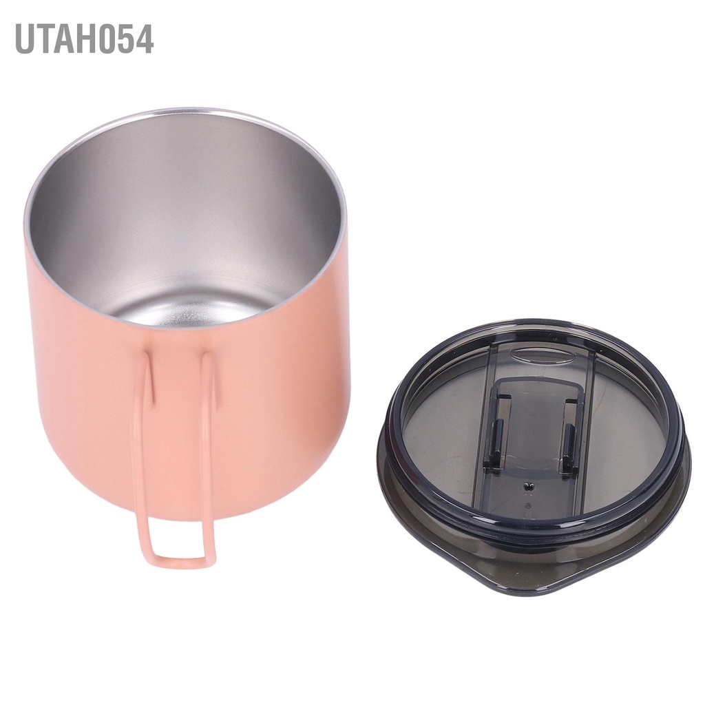 Utah054 Cà phê Du lịch Cốc 350ml Thép không gỉ Bền  Chống mài mòn Nắp silicone Hai lớp Bảo quản Nhiệt cà