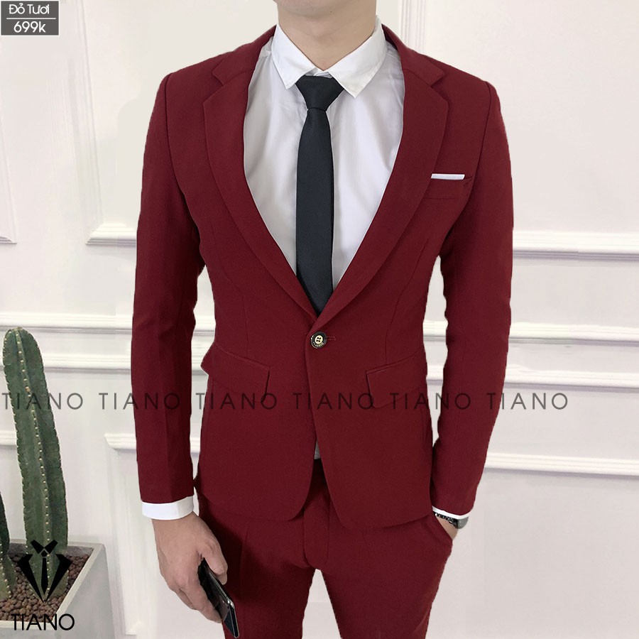 Bộ vest nam 1 cúc, suit nam 1 cúc giá siêu rẻ - chất vải đẹp, co giãn nhẹ, quần có chỉnh cạp thông minh sịn.
