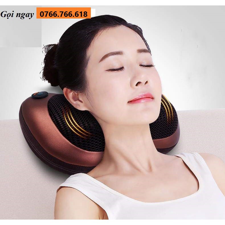 ( giá ưu đãi ) (MADE IN JAPAN) GỐI MASSAGE HỒNG NGOẠI 8 BI XOAY ĐẢO 2 CHIỀU FULLBOX