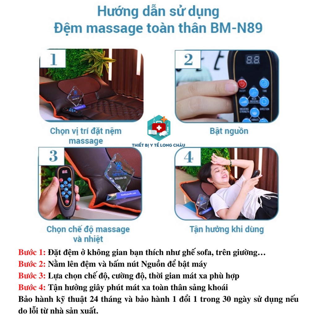 Đệm Mát Xa - Đệm Massage Toàn Thân, Hỗ Trợ Giảm Đau Cơ Bắp, 16 Bi Hồng Ngoại, Sưởi Ấm Hồng Ngoại, Túi Khí Giảm Đau Lưng